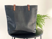 Load image into Gallery viewer, BLACK TOTE WITH BROWN STRAP