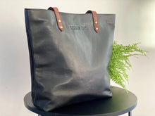 Load image into Gallery viewer, BLACK TOTE WITH BROWN STRAP